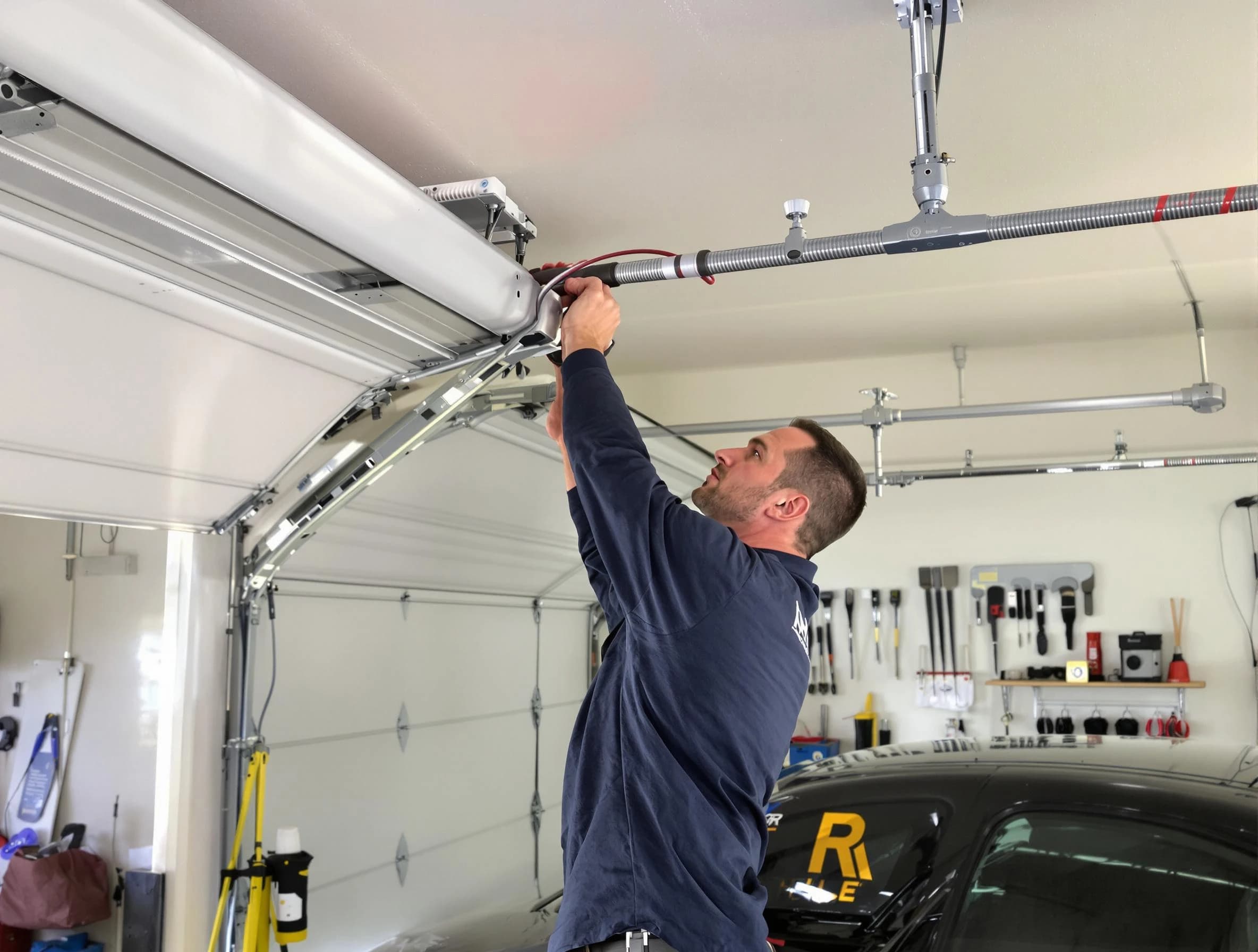 Martinsville Garage Door Repair technician performing garage door cable repair in Martinsville