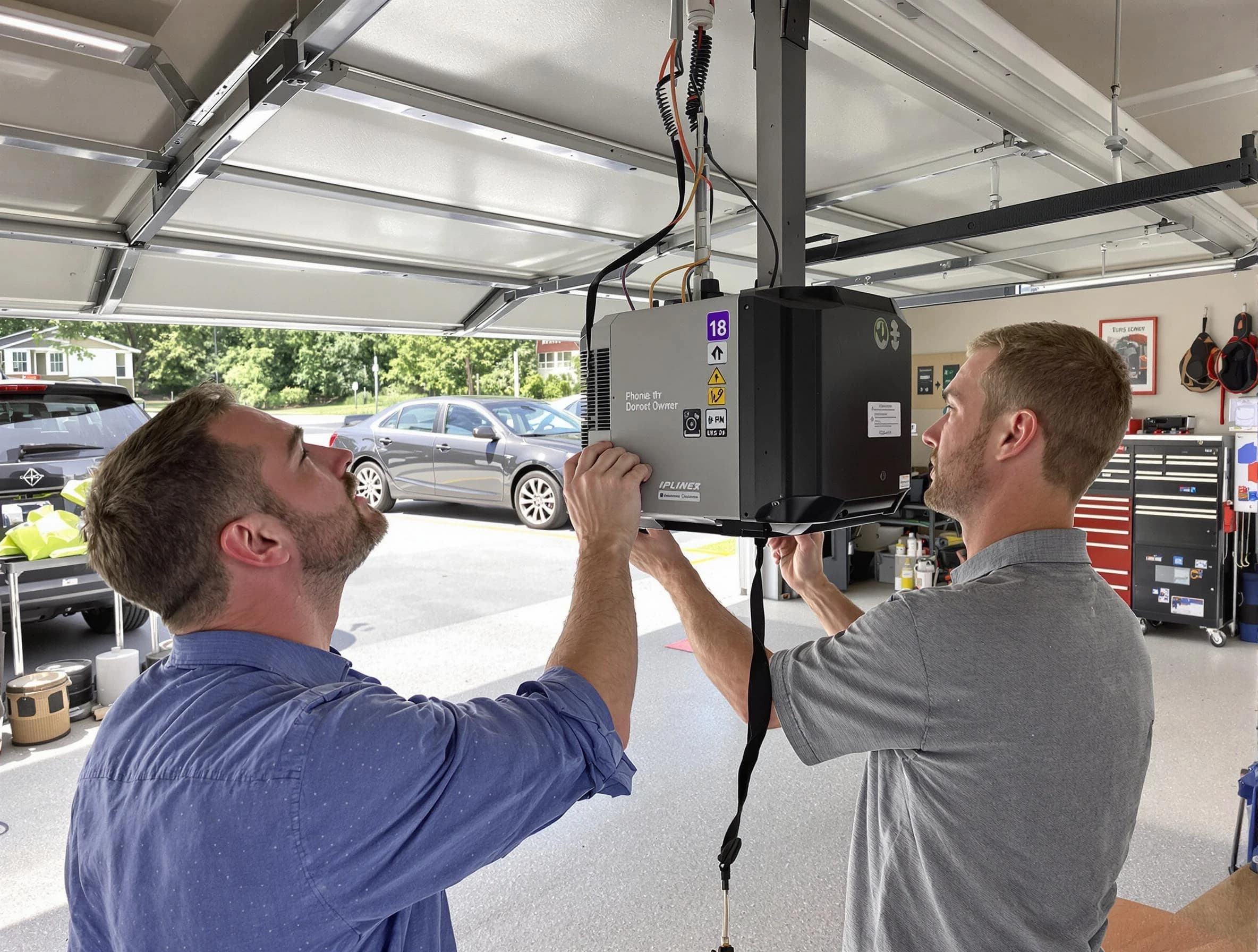 Martinsville Garage Door Repair technician installing garage door opener in Martinsville