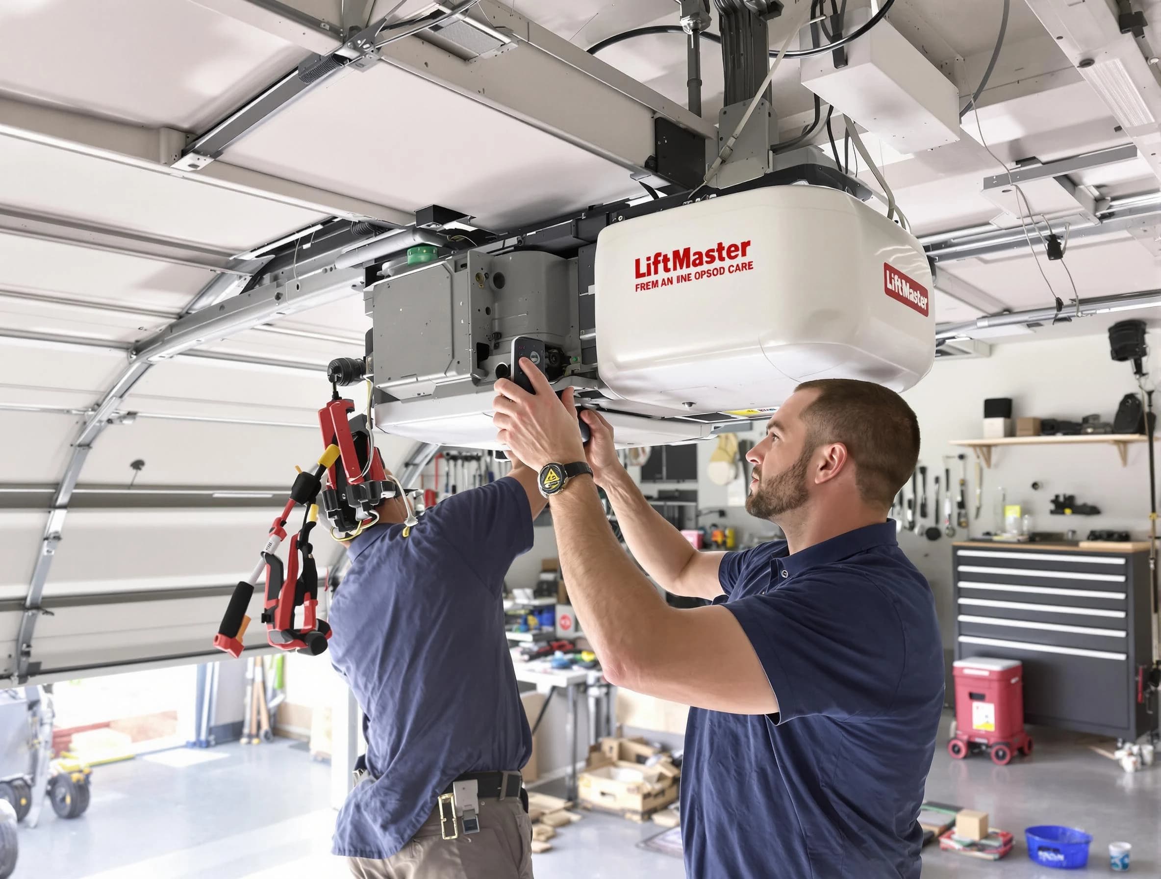 Martinsville Garage Door Repair technician performing advanced diagnostics on garage opener in Martinsville