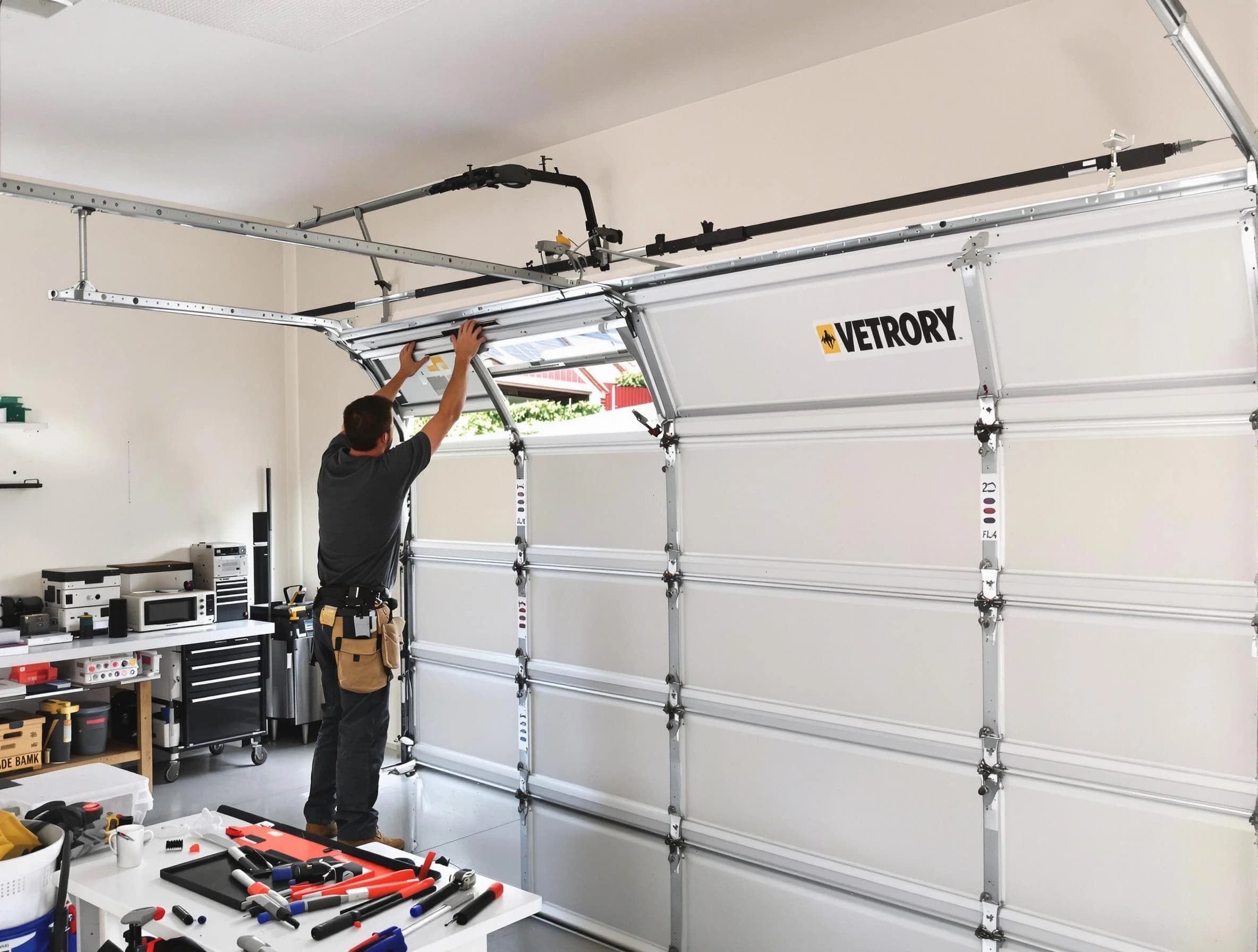 Martinsville Garage Door Repair technician performing section replacement in Martinsville